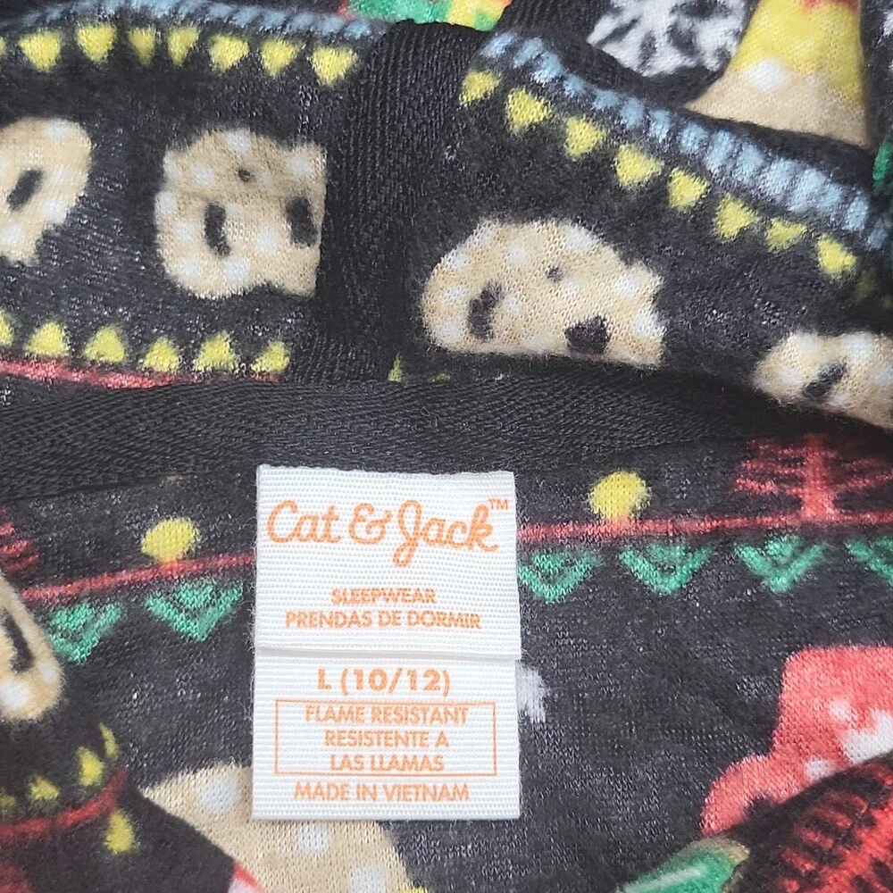 Cat & Jack Boys Girl Union Suit Size Large 10/12 Printed Christmas One Piece